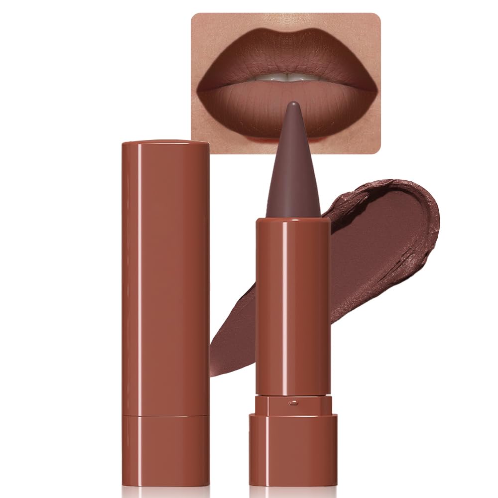BINGBRUSH 2-in-1 Gradient Dark Brown Lip Liner & Lipstick Combo,Matte Longwear Waterproof Lip Pencil with Cone Tip,Smudge Proof Crayon for Flawless Ombre Contour,Women's Long Lasting Makeup Set BINGBRUSHAu supplements