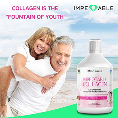 IMPECCABLE Collagen 10.000mg hydrolyzed Sugar Free Liquid Marine Collagen | Supplements for Women and Men ImpeccableUS supplements