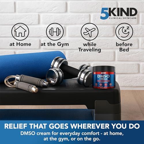 5Kind DMSO Cream for Pain Relief 4 fl oz - 99.9% Pure DMSO Pharmaceutical Grade Cream - Aloe Vera, Magnesium, Arnica & Menthol - Topical Muscle and Joint Pain Relief - Registered NDC - Made in USA 5kind clinical skincareAu supplements