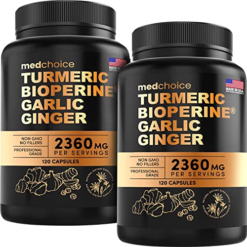 4-in-1 Turmeric and Garlic Supplements with Bioperine 2360 mg (240 ct) Turmeric Ginger MEDCHOICEAu supplements
