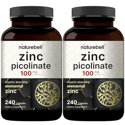 NatureBell Zinc Picolinate 100mg, 480 Count Capsules - Supports Immune System NatureBellUS supplements