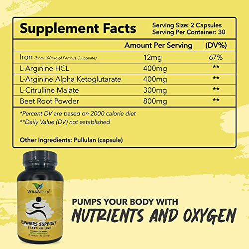 VeraWella - Runners Support Starting Line, Nitric Oxide Booster with L-Arginine, L Citrulline VeraWellaUS supplements
