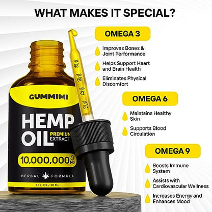 GummiMi Оrganic Hеmp Oil 10 000 000 mg - Natural Drops - Rich in Vitamins B, C, E GummiMiUS supplements