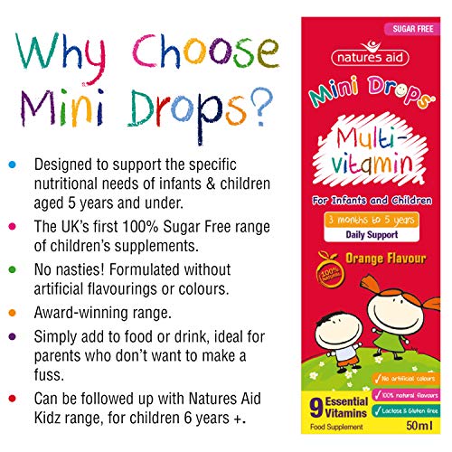 Natures Aid Mini Drops Multi-vitamin for Infants and Children, Sugar Free, 50 ml Natures AidUS supplements