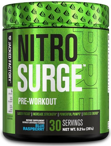 NITROSURGE Pre Workout Supplement - Energy Booster, Instant Strength Gains Jacked FactoryAu supplements