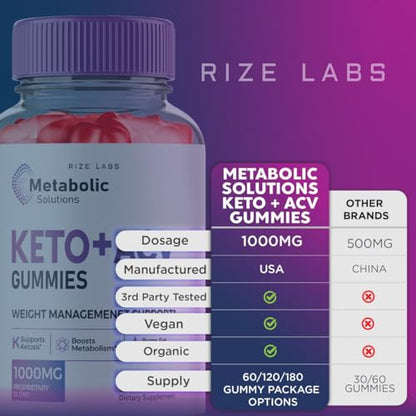 (2 Pack) Metabolic Solutions Keto ACV Gummies, Metabolic Solutions Keto+ACV Gummies rize labsUS supplements
