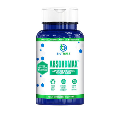 BioTrust AbsorbMax Broad Spectrum Digestive Enzyme Blend, Gluten Free, Non GMO, Digestive Support for Nutrient Digestion, Absorption and Periodic BioTrustUS supplements