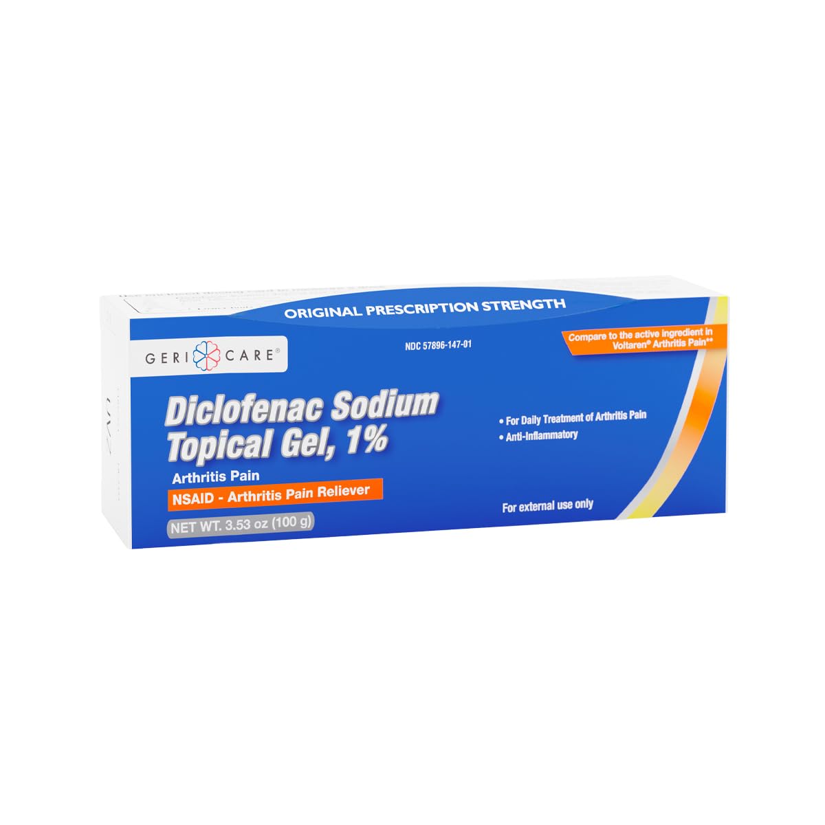 Topical Arthritis Pain Relief Gel Diclofenac Sodium 1% (NSAID) by GeriCare- Hand Wrist Elbow Foot Ankle Knee Extra-Strength Arthritis Pain Reliever- Anti-inflammatory Arthritis Pain Treatment- 3.53oz GeriCareAu supplements