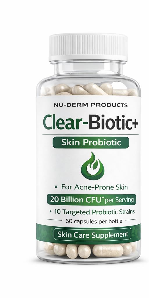 Acne Pills Probiotic Acne Supplements for Teens & Adults - Hormonal Acne Vitamins, Gut Health for Clear Skin, Non-GMO (60 Capsules) Gut Skin Axis Clear-BioticAu supplements