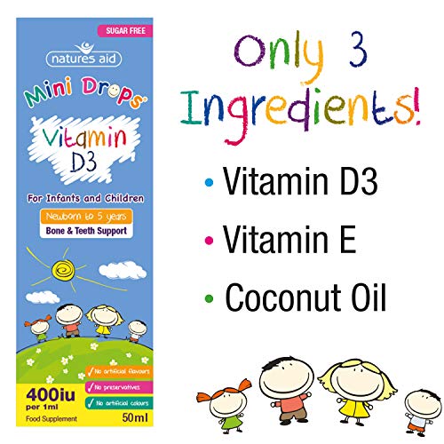 Natures Aid Vitamin D3 Mini Drops for Infants and Children, Sugar Free, 50ml natures aidUS supplements