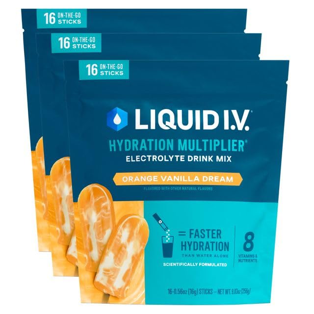 Liquid I.V.® Hydration Multiplier – Orange Vanilla Dream | Electrolyte Powder Drink Mix | 3 Pack (48 Servings) Liquid I.V.US supplements