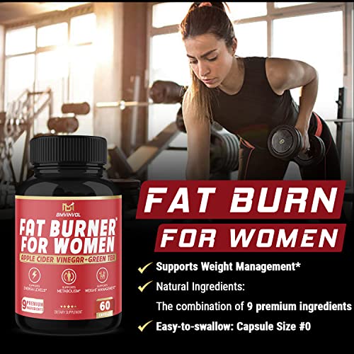 Fat Burner for Women, 9-in-1 Powerful Blend of Apple Cider Vinegar, Green Tea, Garcinia Cambogia BMVINVOLUS supplements