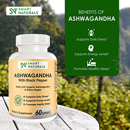 Smart Naturals Organic Ashwagandha with Black Pepper Herbal Supplements, Relieves Smart NaturalsAu supplements