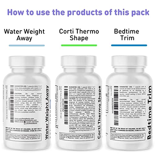 Youth & Tonic Shred Sculpt Lean 3 x Diet Pills w Water Weight Away & Cortithermo Shape Youth & TonicUS supplements