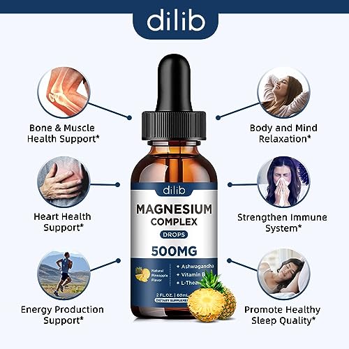 Triple Magnesium Complex Supplement-Magnesium Glycinate, Citrate, Malate Liquid Drops dilibUS supplements