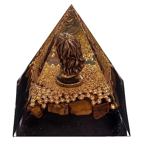 FENGSHUI-CAISHEN Mini Jesus Figurine in Healing Crystal Orgone Pyramid - Obsidian Tiger's Eye FENGSHUI-CAISHENAu supplements