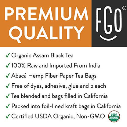 FGO Organic Assam Tea, Eco-Conscious Tea Bags, 100 Count, Packaging May Vary FGOUS supplements