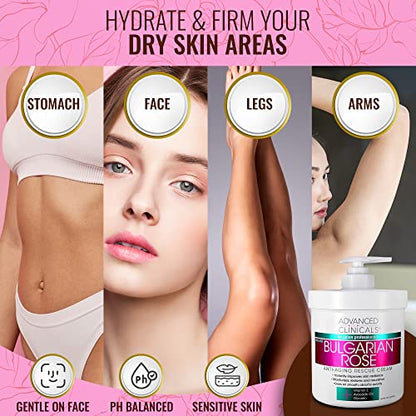 Advanced Clinicals Bulgarian Rose Anti Aging Vitamin E Moisturizer Body Lotion & Face Advanced ClinicalsUS supplements