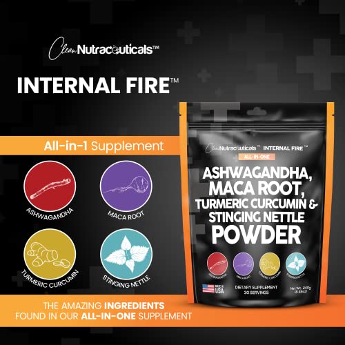 4in1 Ashwagandha Maca Root Powder Supplement with Turmeric Stinging Clean NutraceuticalsUS supplements