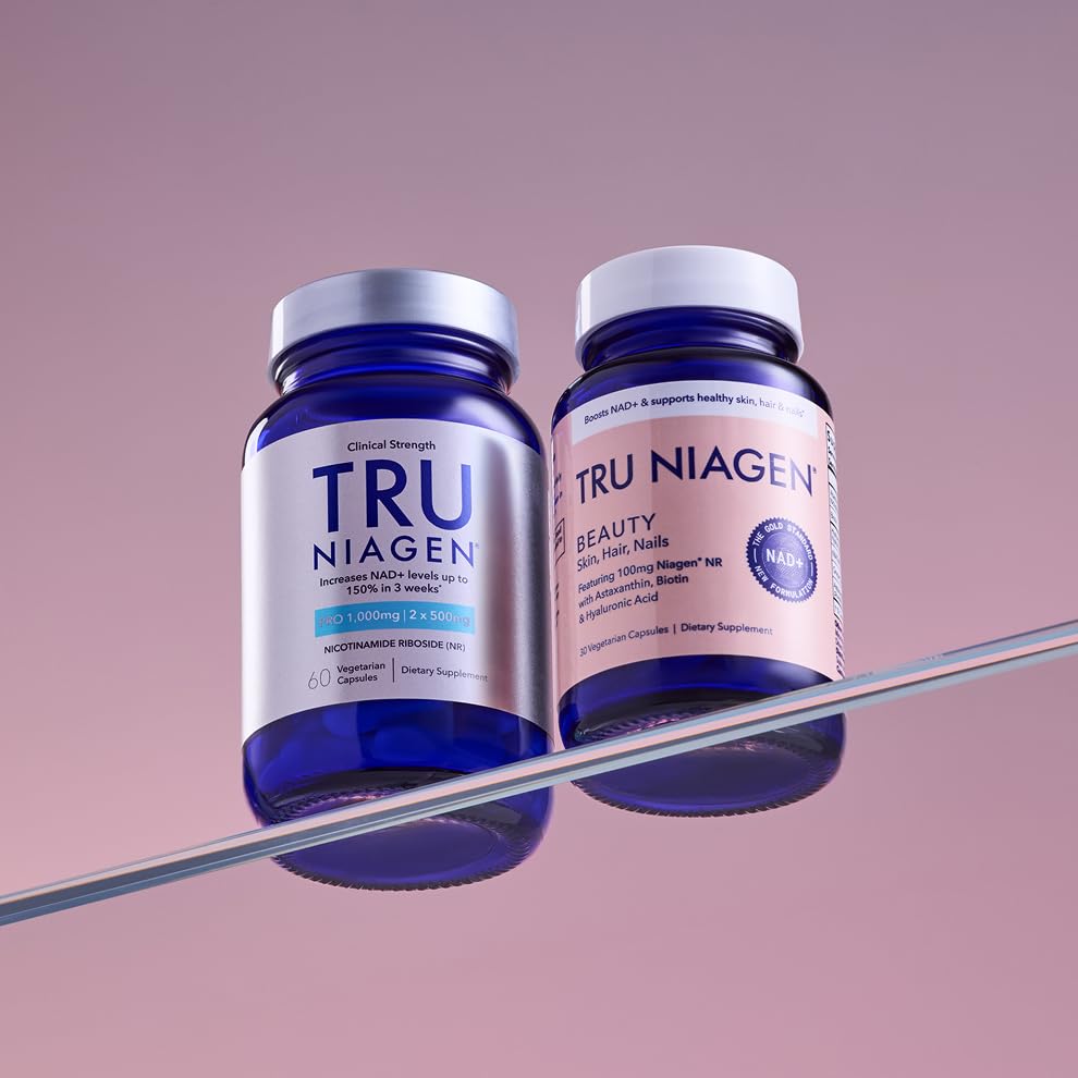 TRU NIAGEN 1,000mg + Beauty Bundle. A Full-Spectrum Bundle for Clinical-Strength Daily NAD+ Support and targeted Beauty Actives for Healthy Skin, Hair, and Nails at The Cellular Level. TRU NIAGENUS supplements
