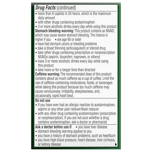 Excedrin Extra Strength Caplets for Headache Pain Relief, Acetaminophen 250mg, Aspirin 250mg, Caffeine 65mg, Pain Reliever, 24 count ExcedrinAu supplements