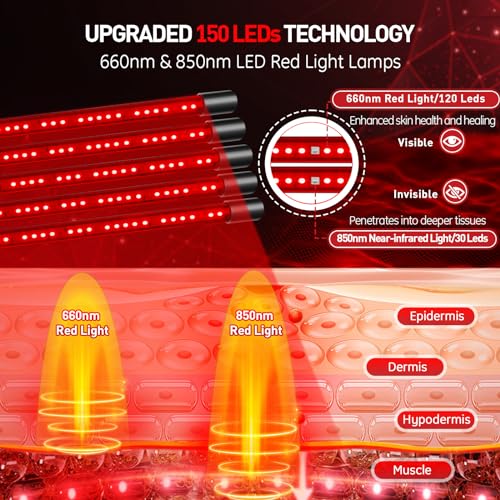 Red Light Therapy Lamp, 150 LEDs Infrared Light Therapy with Adjustable Stand - 660nm Redlight RikimxinAu supplements