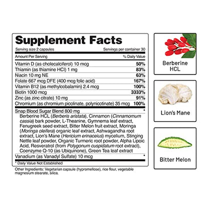 Snap Supplements Blood Sugar Blend - Support Healthy Blood Sugar, 60 Capsules Snap SupplementsUS supplements