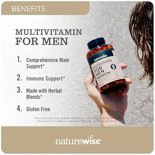 NatureWise Multivitamin for Men - Daily Male Support - Minerals & Herbs for Energy, Performance, Immunity - with Vitamin A, C, D, B-Complex NatureWiseAu supplements