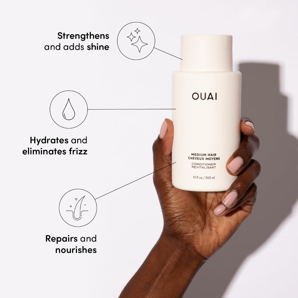 OUAI Medium Hair Shampoo & Conditioner Set, Travel Size - Hydrating Shampoo & Conditioner - With Coconut Oil, Babassu, Kumquat Extract & Keratin - Sulfate, Paraben & Phthalate Free (3 Oz) OUAIAu supplements