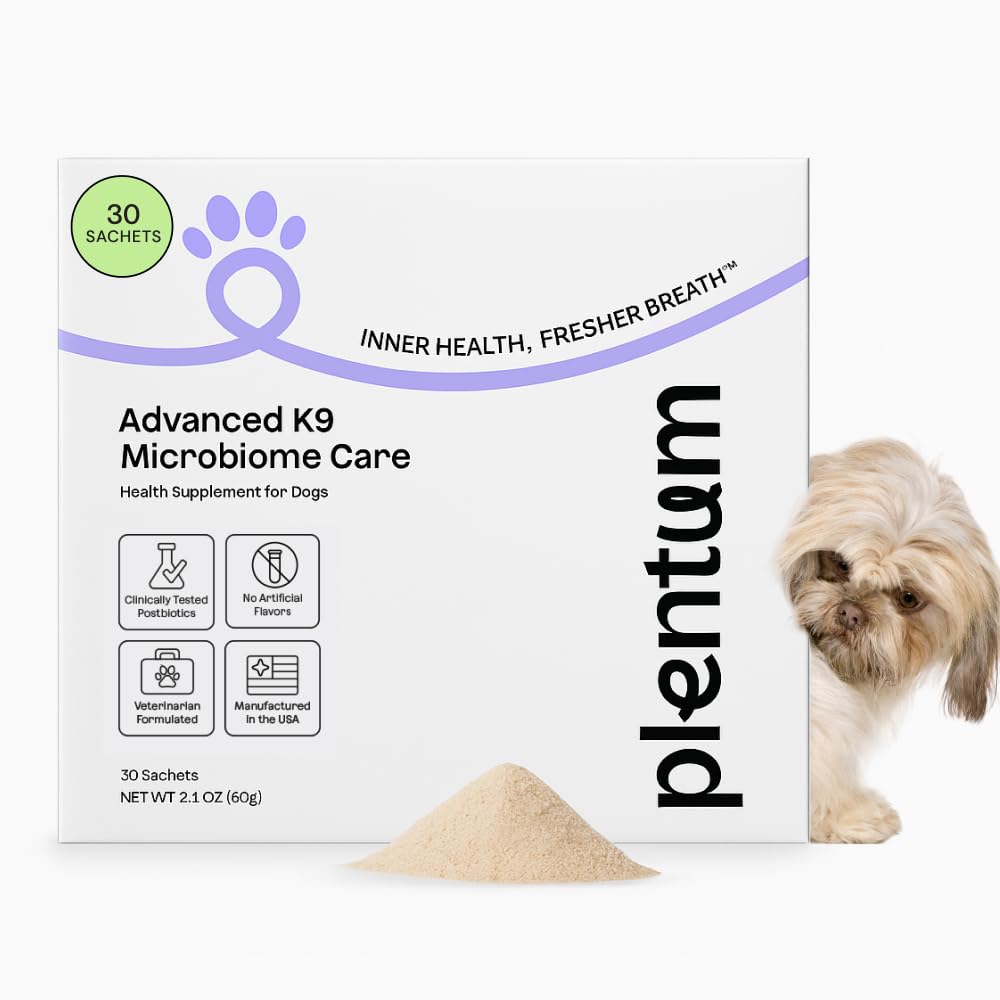 Daily Prebiotic + Postbiotic Dog Supplement Powder | 12-in-1 Support for Gut, Joints, Allergy, Immunity, Calming & Oral Health | Human-Grade Ingredients, No Artificial Flavors-No Fillers - 30 Sachets PlentumAu supplements