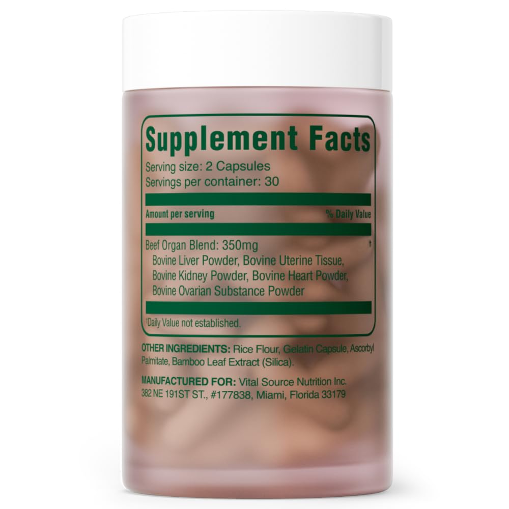 Vital Source Nutrition - BiFi Capsules - Premium Primal Organ Blend - Supports Hormone Health, Energy, Stamina & Clarity - Daily Vitality - Ancestral Supplements for Women - No Artificial Ingredients Vital Source NutritionAu supplements