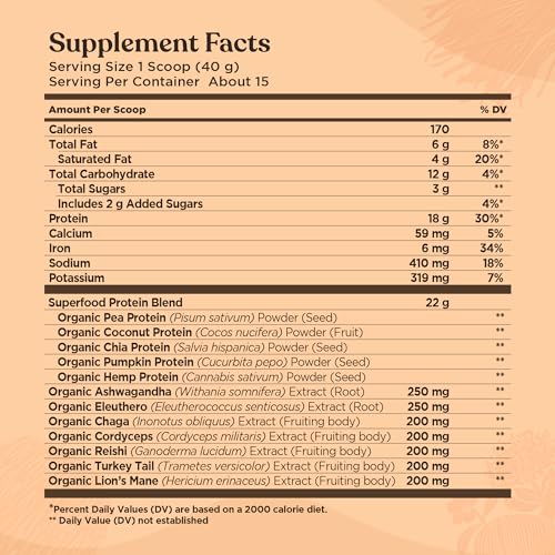 Four Sigmatic Organic Plant-Based Protein Powder Creamy Cacao Protein with Lion’s Mane Four SigmaticUS supplements