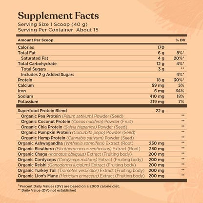 Four Sigmatic Organic Plant-Based Protein Powder Creamy Cacao Protein with Lion’s Mane Four SigmaticUS supplements