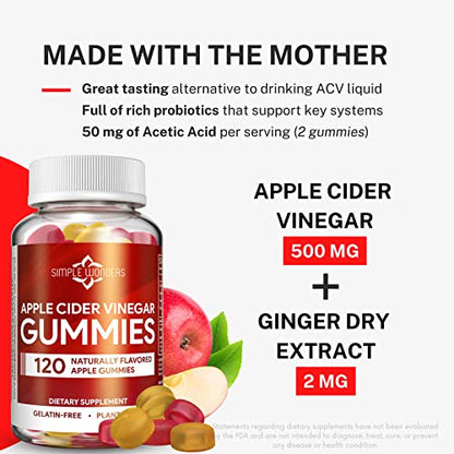 Apple Cider Vinegar Gummies with The Mother - ACV Gummies for Detox, Cleansing & Immune Support SIMPLE WONDERSUS supplements
