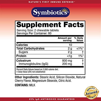 Symbiotics Colostrum 120ct Chewables Plus - Immunity Support for Adult & Kids SymbioticsUS supplements