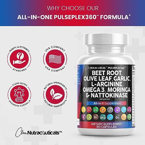 Beet Root Capsules 6000mg Olive Leaf 6000mg Nattokinase 4000 FU Clean NutraceuticalsUS supplements