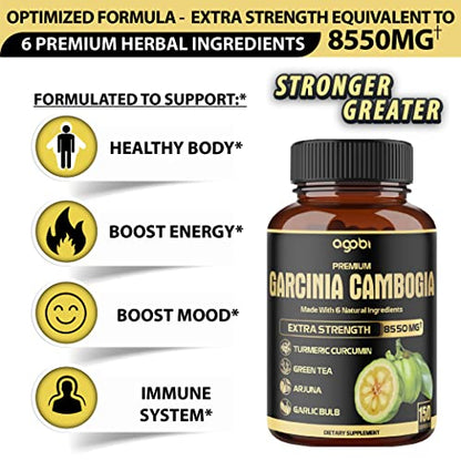 Premium Garcinia Cambogia 20:1 Extract Capsules 8550 mg - with Green Tea, Arjuna agobiUS supplements