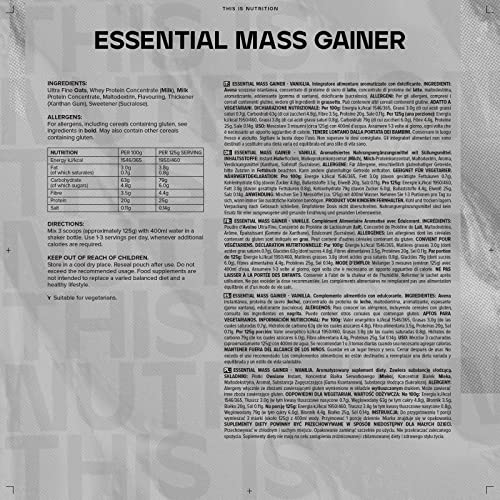 Bulk Essential Mass Gainer, Protein Shake for Weight Gain, Vanilla, 2.5 kg BulkAu supplements