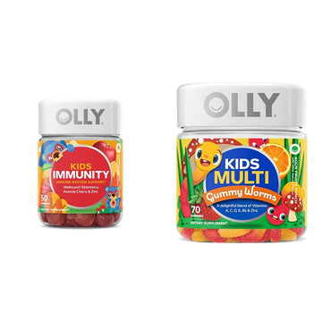 OLLY Kids Immunity Gummy, Immune Support, Wellmune, Elderberry, Vitamin C, Zinc & Kids Multivitamin Gummy Worms, Overall Health and Immune Support, Vitamins and Minerals A, C, D OLLYUS supplements