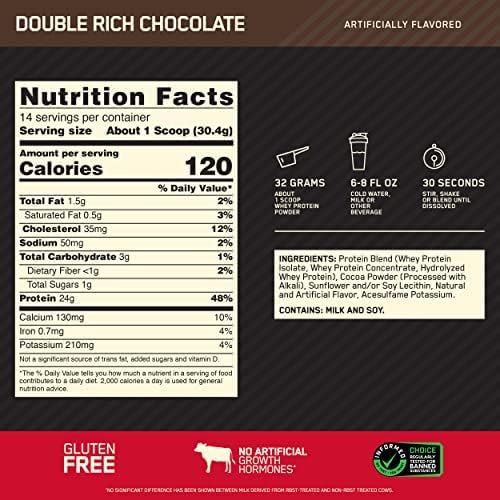 Optimum Nutrition Gold Standard 100% Whey Protein Powder, Double Rich Chocolate Optimum NutritionUS supplements