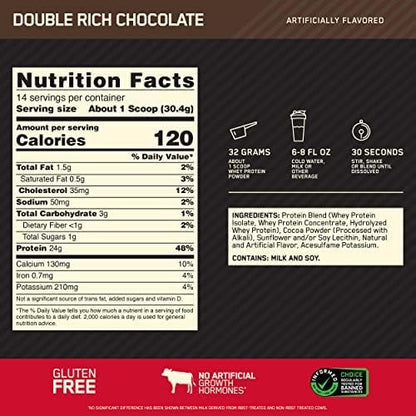 Optimum Nutrition Gold Standard 100% Whey Protein Powder, Double Rich Chocolate Optimum NutritionUS supplements