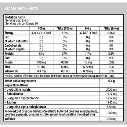 BIOTECH USA Supernova 282 g | Pre-Workout Booster - 30 Servings | Energy Powder Biotech USA NutritionUS supplements