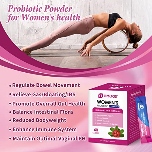 OMOGS Women's Probiotic,120-Billion-CFUs, 18 Strains, with 3 Prebiotics and Cranberry OMOGSAu supplements