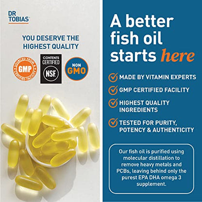 Dr. Tobias Omega-3 Fish Oil, Triple Strength, Supports Brain & Heart Health, 2000 mg Dr. TobiasUS supplements