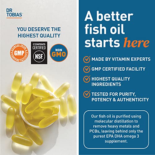 Dr. Tobias Omega 3 Fish Oil, 800 mg EPA 600 mg DHA Omega 3 Supplement for Heart Dr. TobiasUS supplements