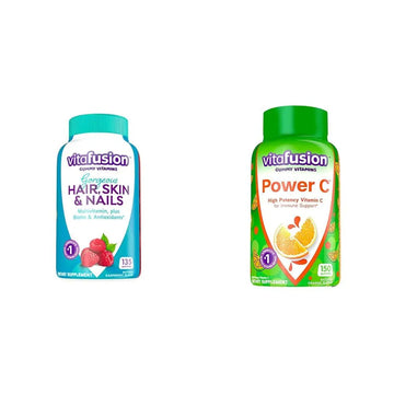 Vitafusion Gorgeous Hair, Skin & Nails Multivitamin Plus Power C Vitamin C Gummies for Immune Support Bundle, 135ct & 150 Count VitafusionAu supplements