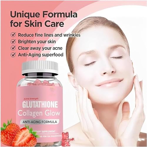 Glutathione Collagen Gummies,Glutathione Collagen Glow Gummies for Dark Spot,60 Pieces PelinuarAu supplements