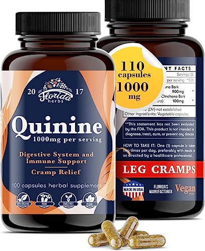 Leg Cramps Support Organic Pills - 1000 mg - Quinine Tablets for Cramp Defense FLORIDA HERBSUS supplements