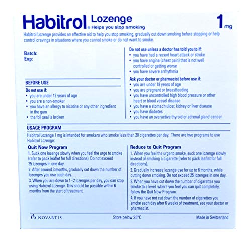 Habitrol Nicotine Lozenge Mint Flavor 216 Lozenges (1mg) HabitrolUS supplements