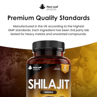 Shilajit Capsules 1400mg 60% Fulvic Acid Pure Shilajit - High Strength Himilayan Shilajit NEW LEAF PRODUCTSUS supplements